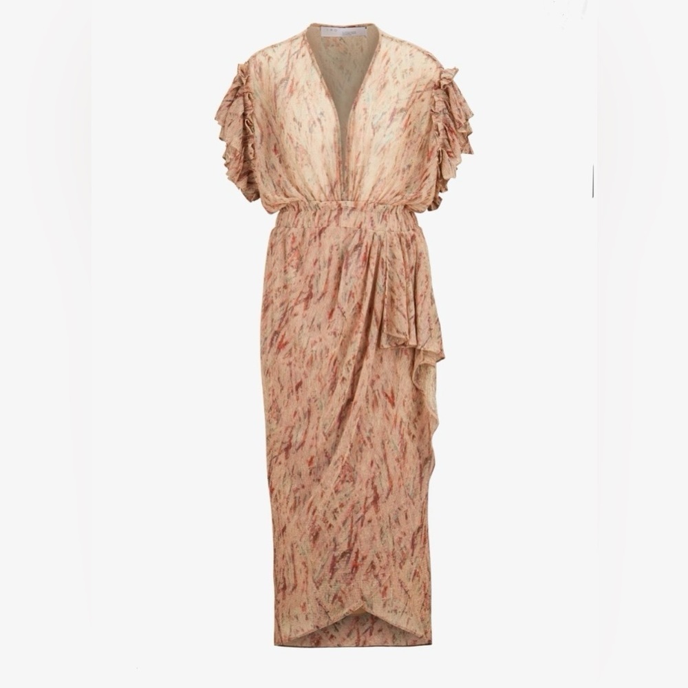 IRO Gargas Metallic Faux Wrap Sheath Midi Dress 38 M
